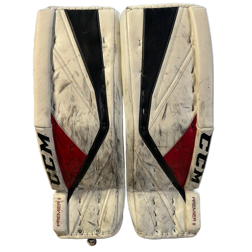 CCM Premier II - Jambières de gardien de but Pro Stock d'occasion (blanc/rouge/noir)